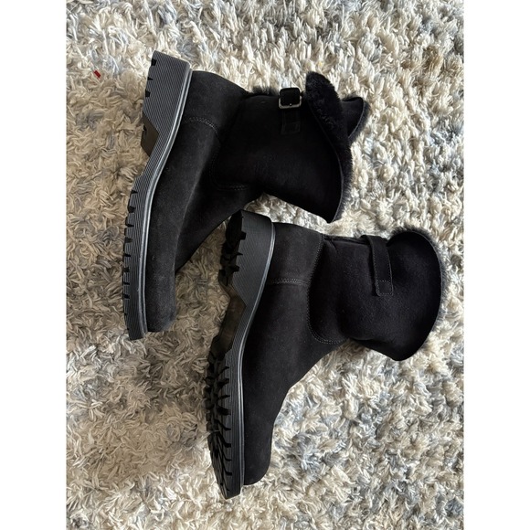 la canadienne boots Shearling Pull On Ankle Boots Black Sz 9 - Picture 3 of 6